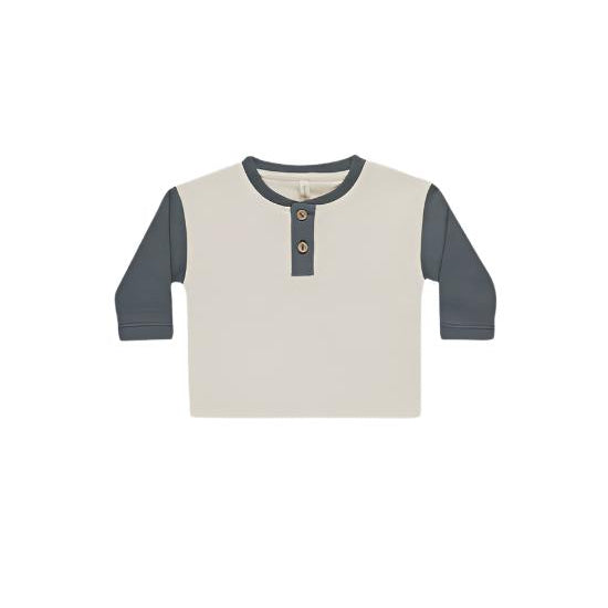 LONG SLEEVE HENLEY TEE || INDIGO | Quincy Mae