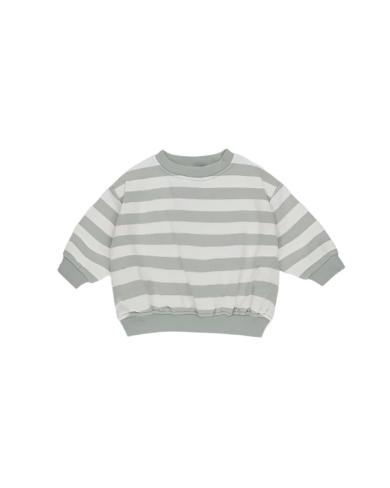 Relaxed Sweatshirt || Sage Stripe - SAGE | Quincy Mae
