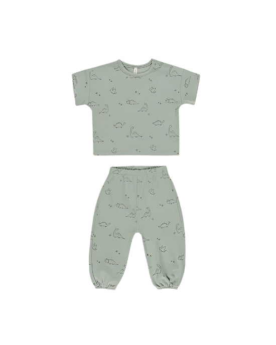 Jersey Tee + Pant Set || Dino - SAGE | Quincy Mae
