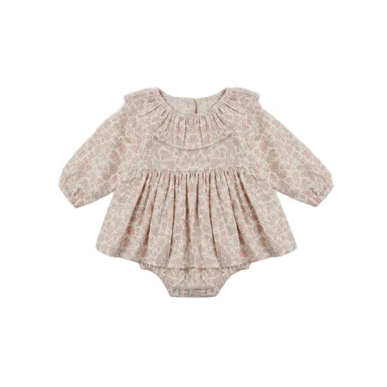 THALIA ROMPER PINK BLOSSOM - IVORY | Quincy Mae