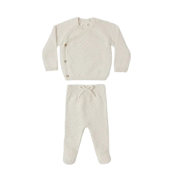 KNIT WRAP TOP + PANT SET NATURAL - NATURAL | Quincy Mae