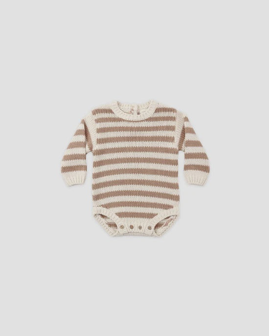 REX ROMPER ALMOND STRIPE - ALMOND | Quincy Mae