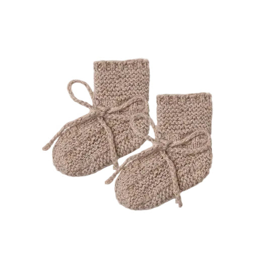 KNIT BOOTIES HEATHERED - ALMOND | Quincy Mae