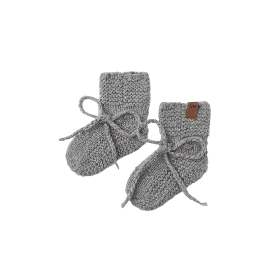 KNIT BOOTIES HEATHERED SLATE - SLATE | Quincy Mae