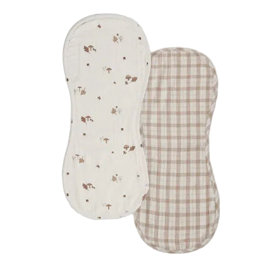 BURP CLOTH, 2 PACK FALL FLORAL, RUSTIC PLAID - ALMOND | Quincy Mae