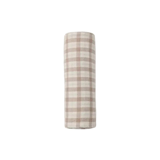 WOVEN SWADDLE RUSTIC PLAID - ALMOND | Quincy Mae