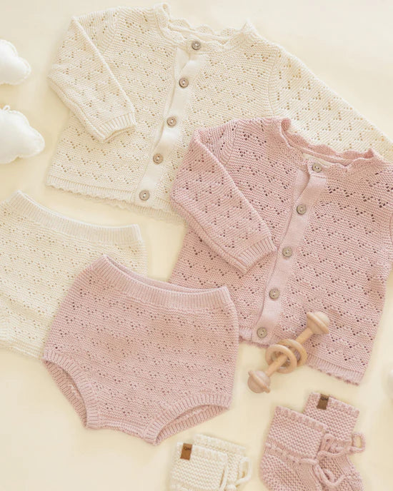 Scalloped Cardigan || Natural - Natural | Quincy Mae