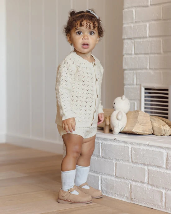 Scalloped Cardigan || Natural - Natural | Quincy Mae