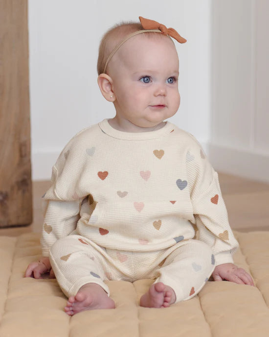 Waffle Sweater Set || Confetti Hearts - Natural | Quincy Mae