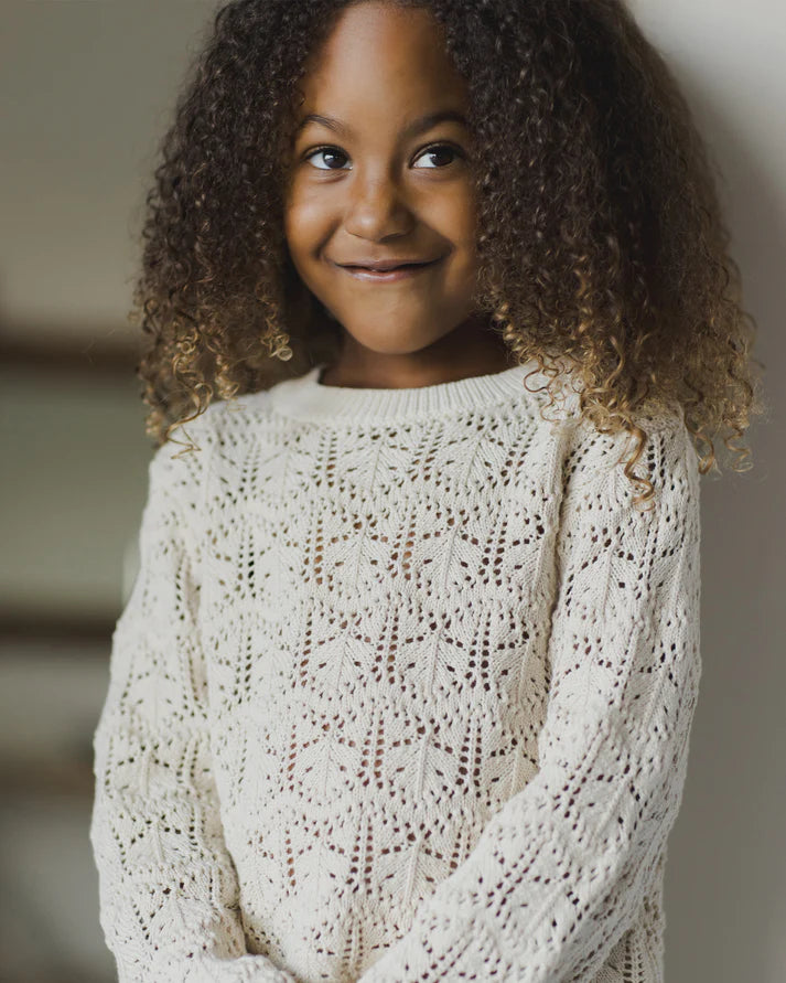 Crochet Knit Pullover - Natural | Rylee + Cru