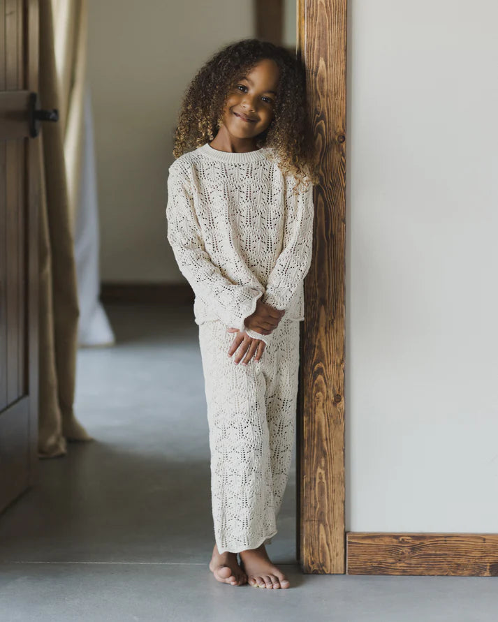 Crochet Knit Pullover - Natural | Rylee + Cru