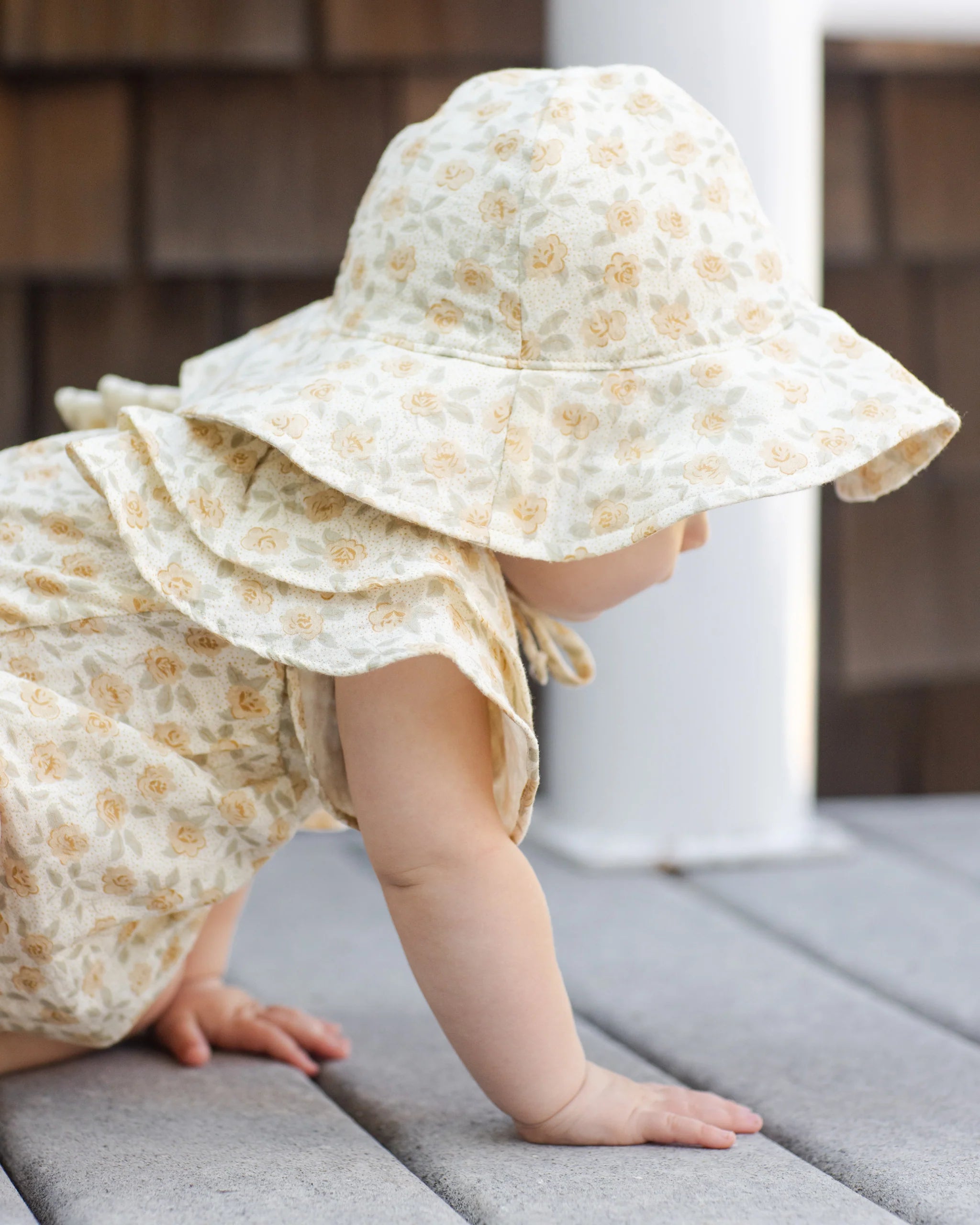 Roxy Romper - Yellow Floral - Ivory | Rylee + Cru