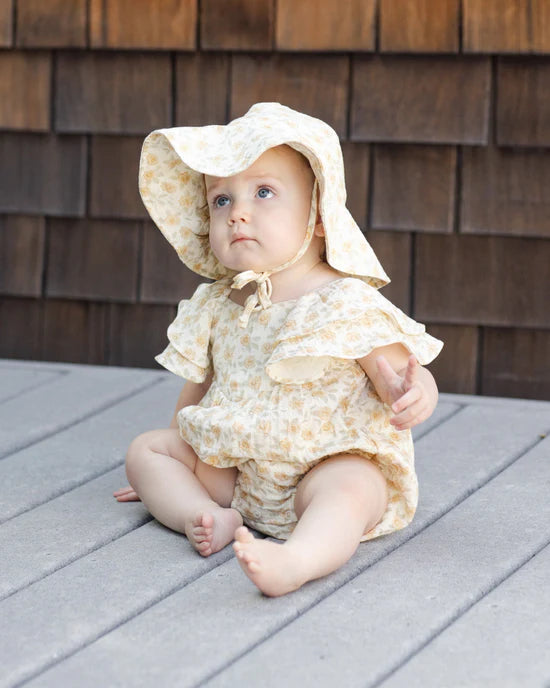 Roxy Romper - Yellow Floral - Ivory | Rylee + Cru