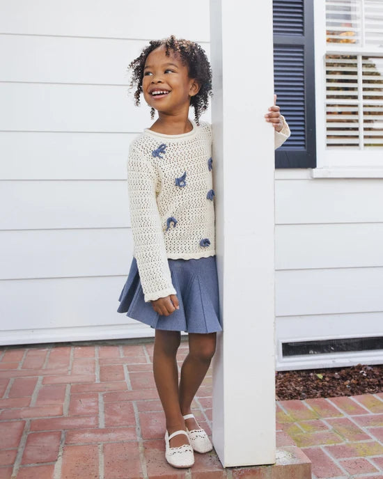 Crochet Knit Pullover - Bows - Natural | Rylee + Cru
