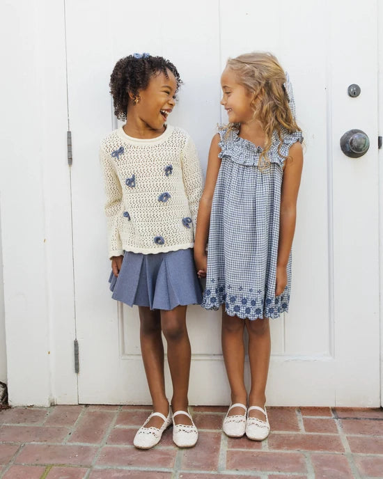 Crochet Knit Pullover - Bows - Natural | Rylee + Cru