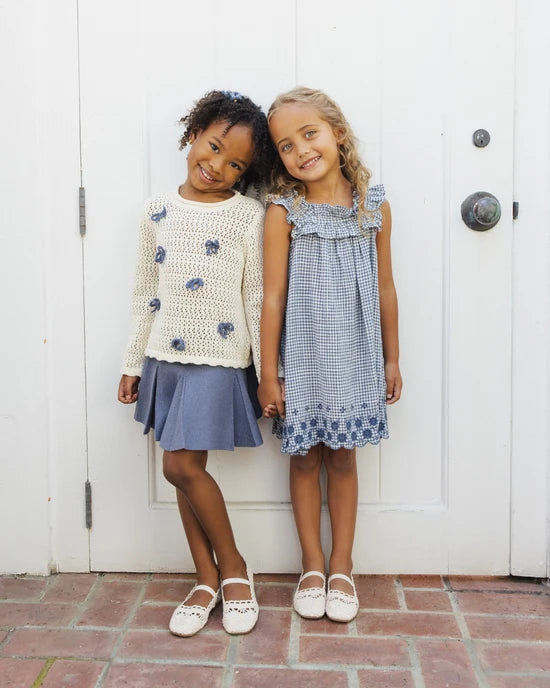 Crochet Knit Pullover - Bows - Natural | Rylee + Cru