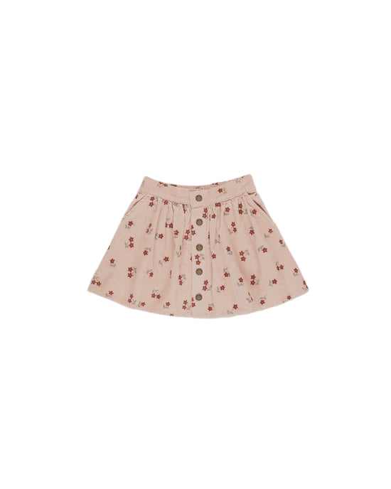Button Front Mini Skirt || Blossom Embroidery | Rylee + Cru