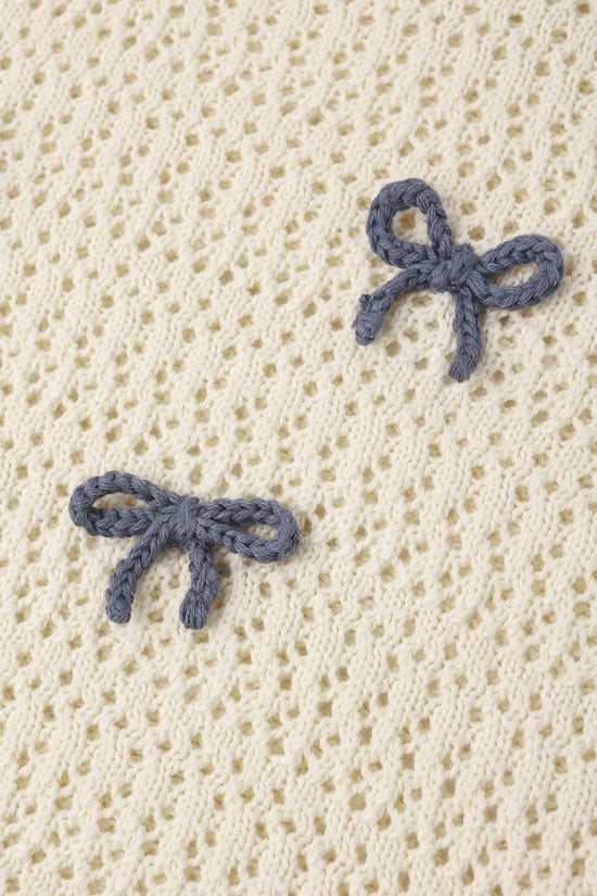 Crochet Knit Pullover - Bows - Natural | Rylee + Cru
