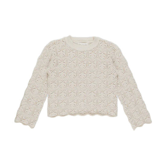 Crochet Knit Pullover - Natural | Rylee + Cru