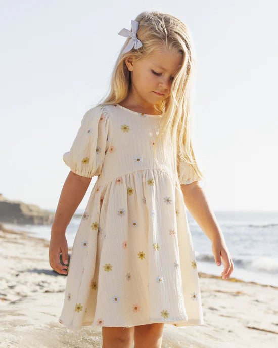 Marley Dress - Embroidered Daisies - Natural | Rylee + Cru