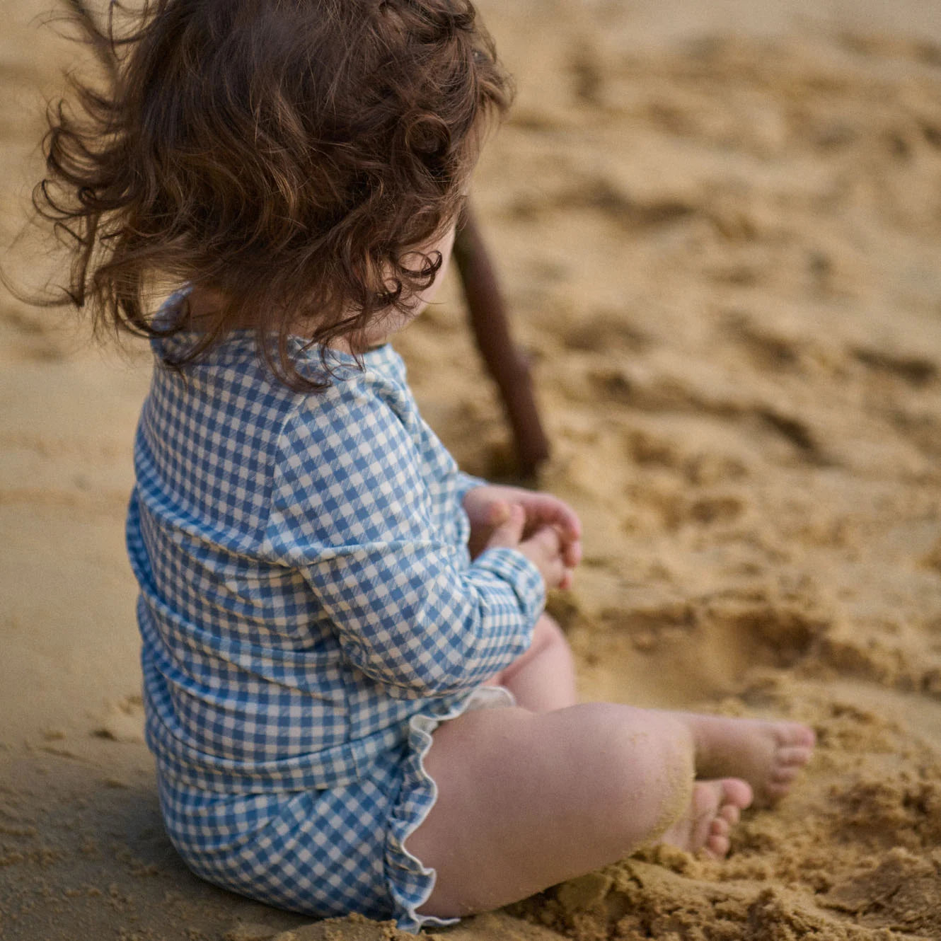 RUFFLE SWIM SHORTS - Blue Gingham | Nature Baby