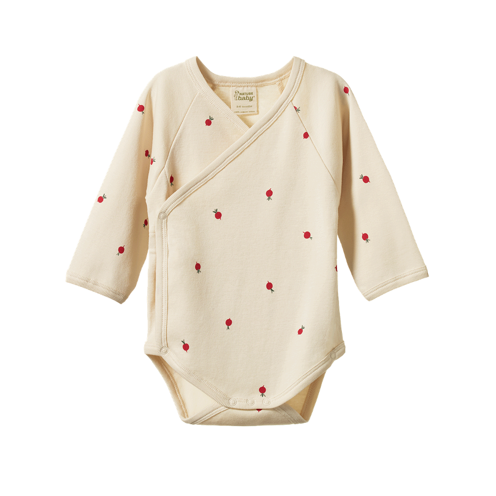 Long Sleeve KIMONO BODYSUIT - Radish Print | Nature Baby