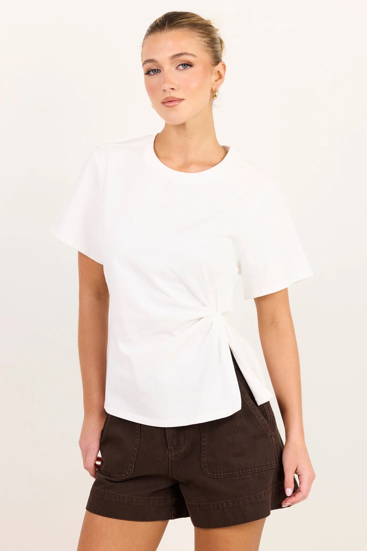 Rupture White Split Detail Tee | Ivy + Jack