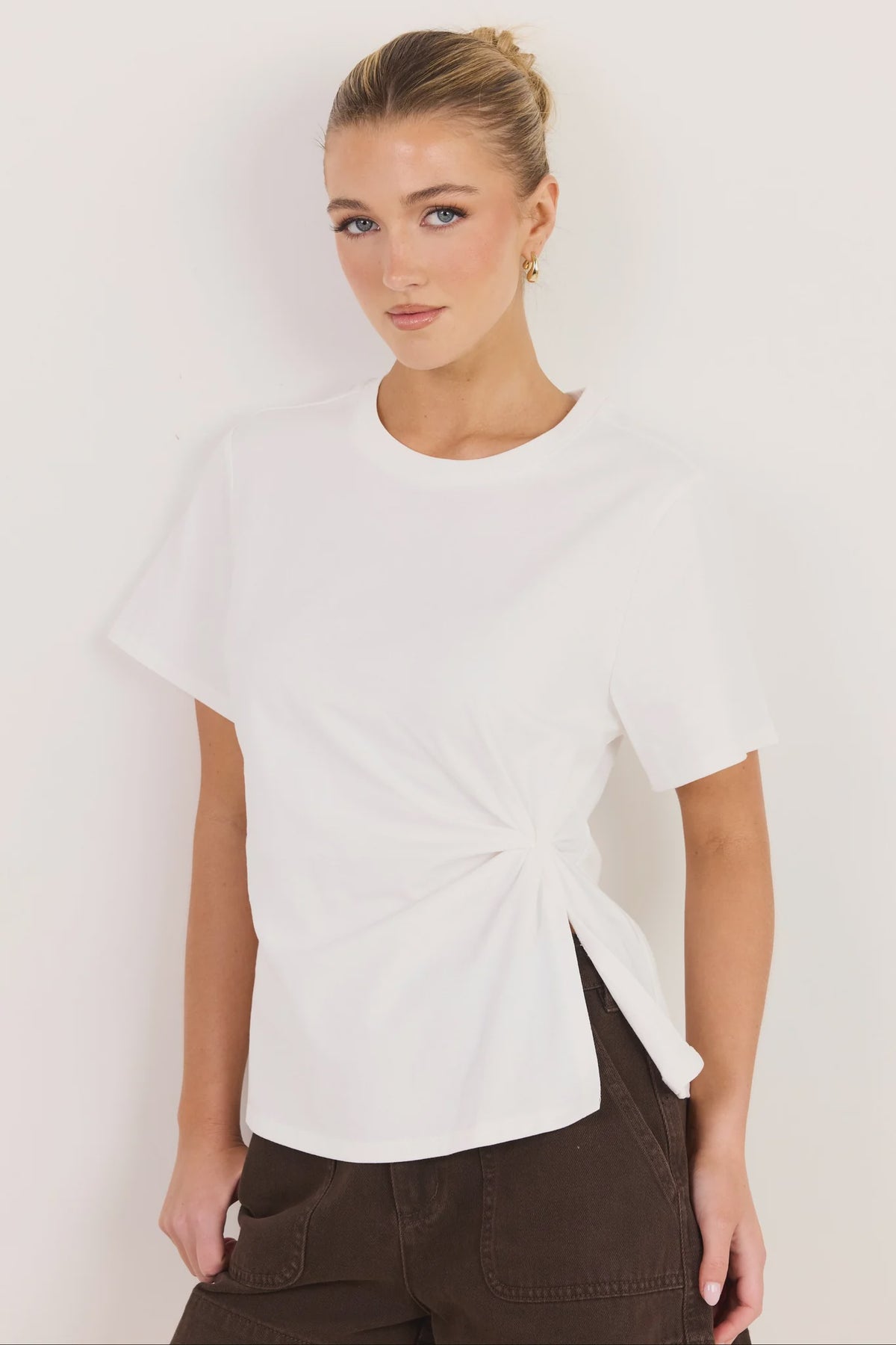 Rupture White Split Detail Tee | Ivy + Jack