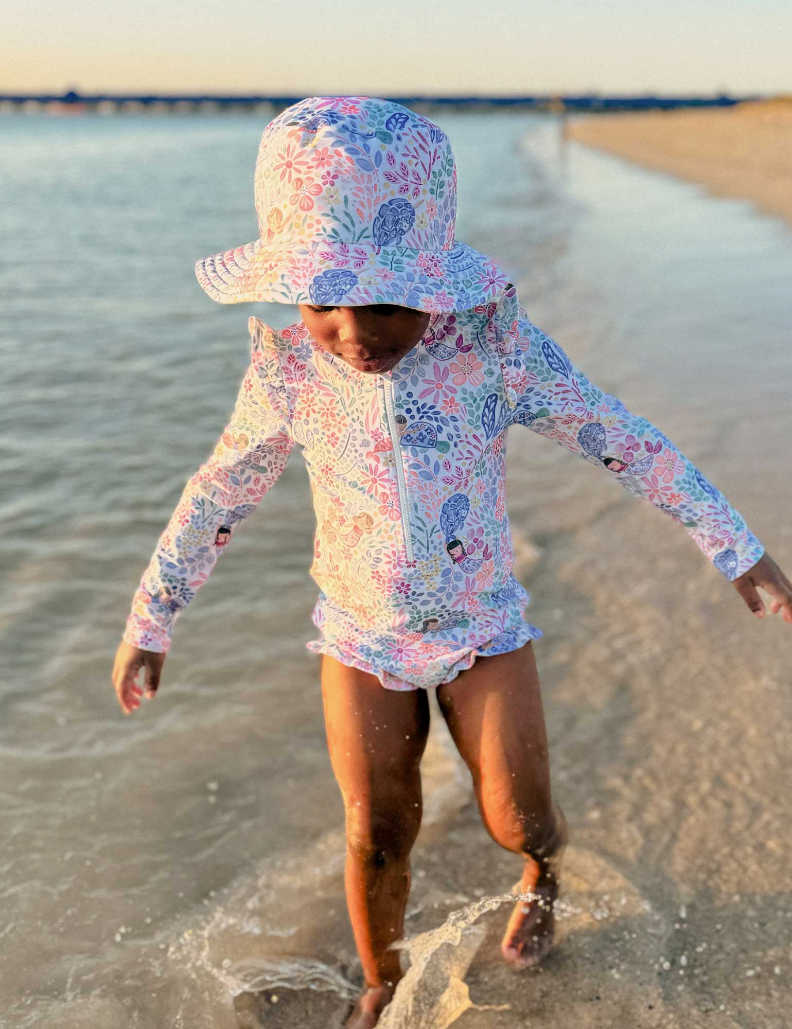 Frilly Long Sleeve Swimsuit Mermaid | Purebaby
