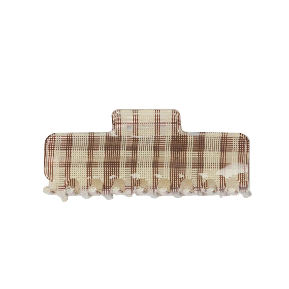 Hair Claw Tartan - Brown | Stella + Gemma