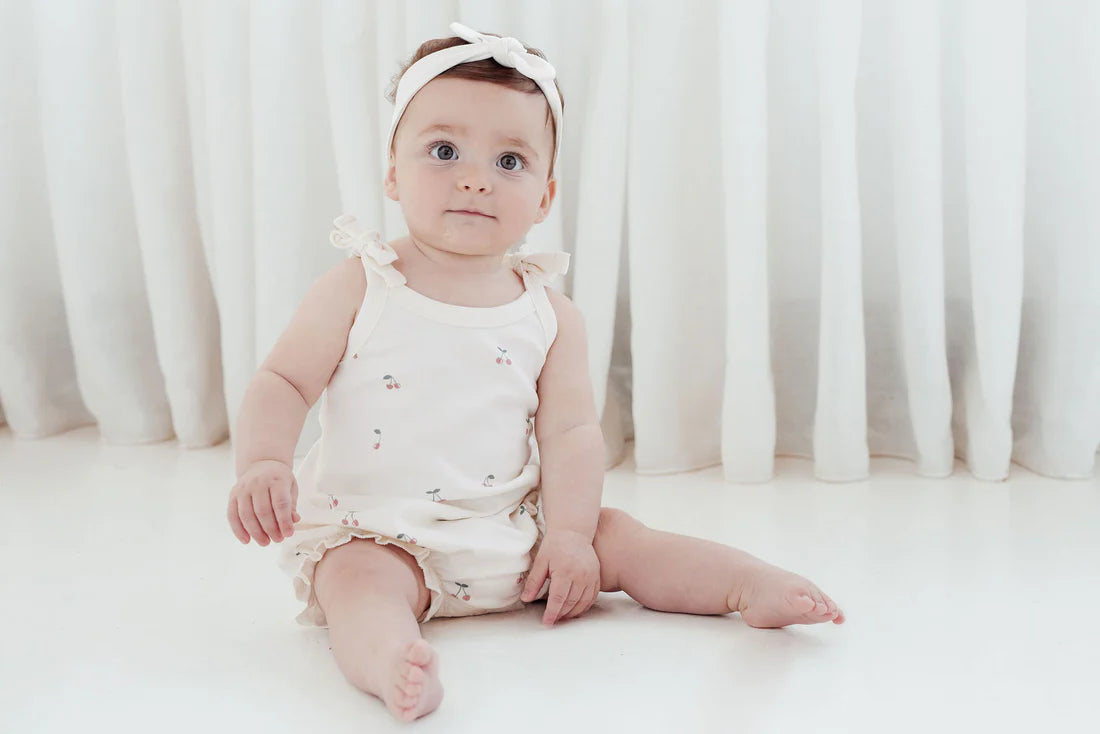 Cherry Bubble Romper || Natural | Aster & Oak
