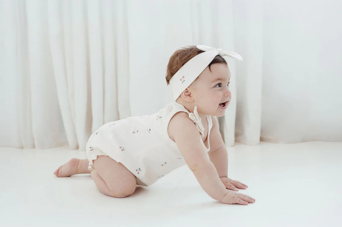 Cherry Bubble Romper || Natural | Aster & Oak