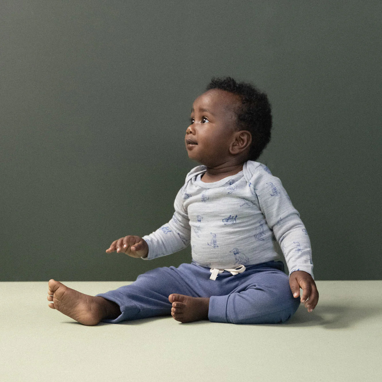 MERINO LONG SLEEVED BODYSUIT - Best Friend Print | Nature Baby