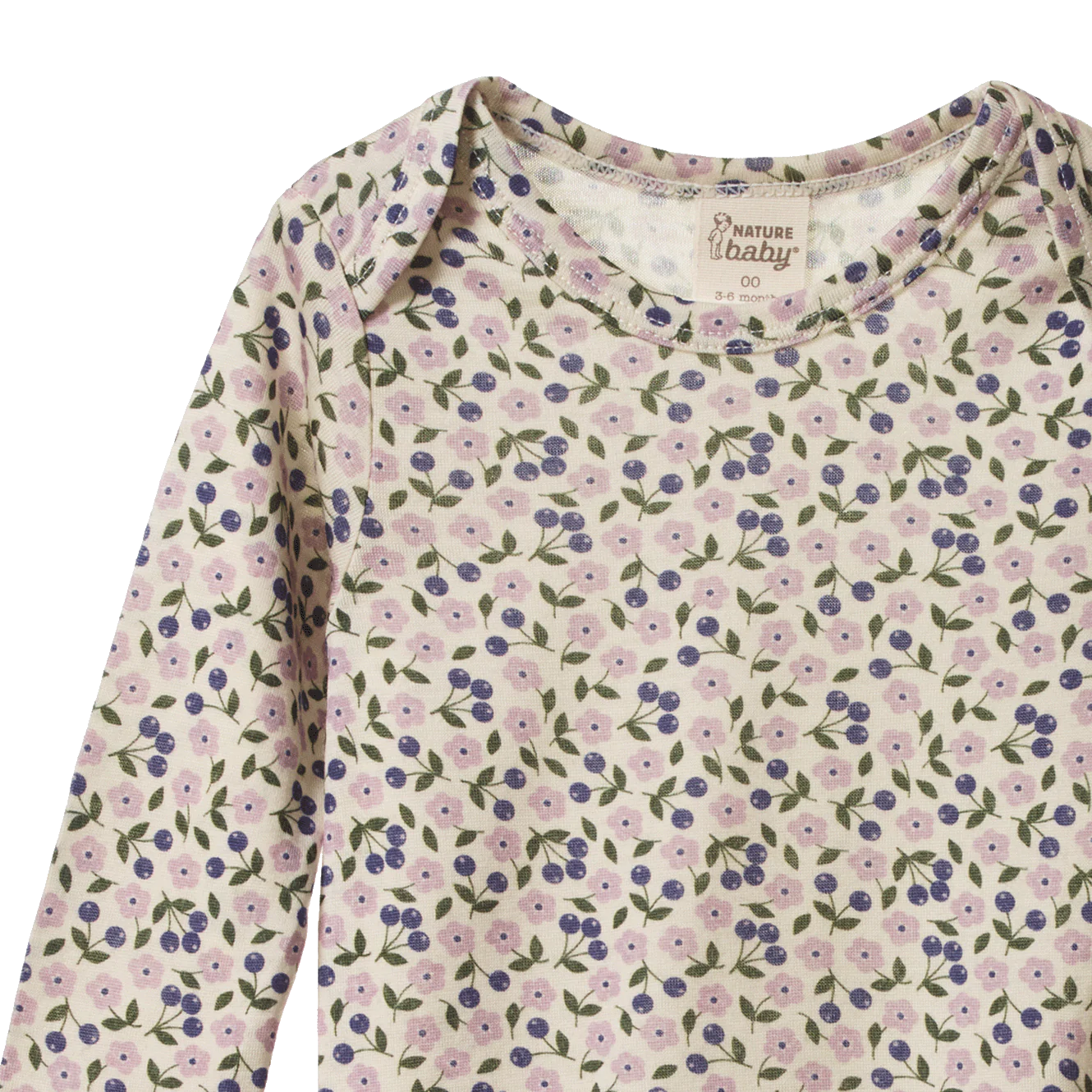 Merino Essentials Long Sleeve BODYSUIT - Briarwood Lilac Print | Nature Baby