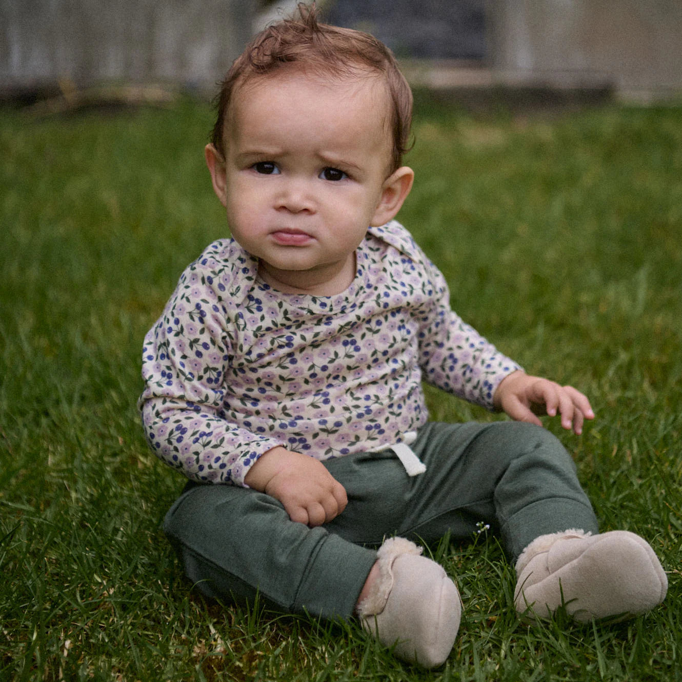 Merino Essentials Long Sleeve BODYSUIT - Briarwood Lilac Print | Nature Baby