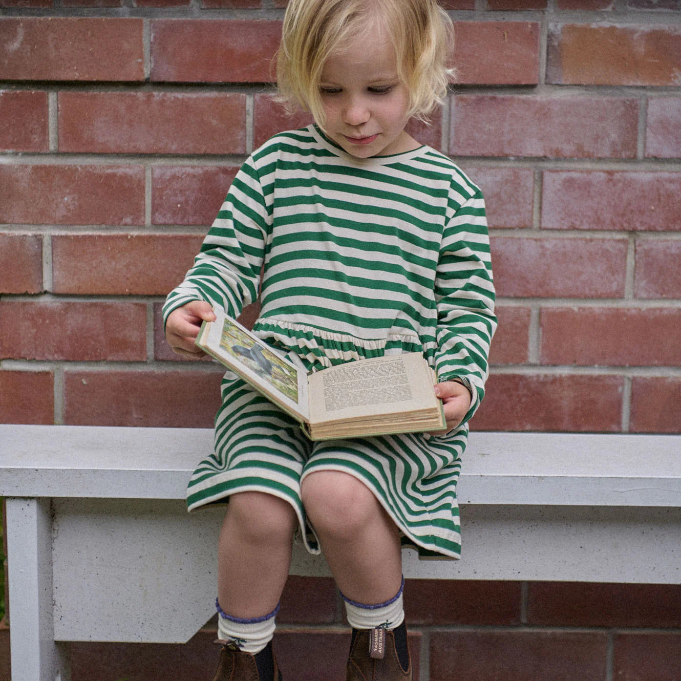 Long Sleeve Twirl Dress - Eden Sea Stripe | Nature Baby