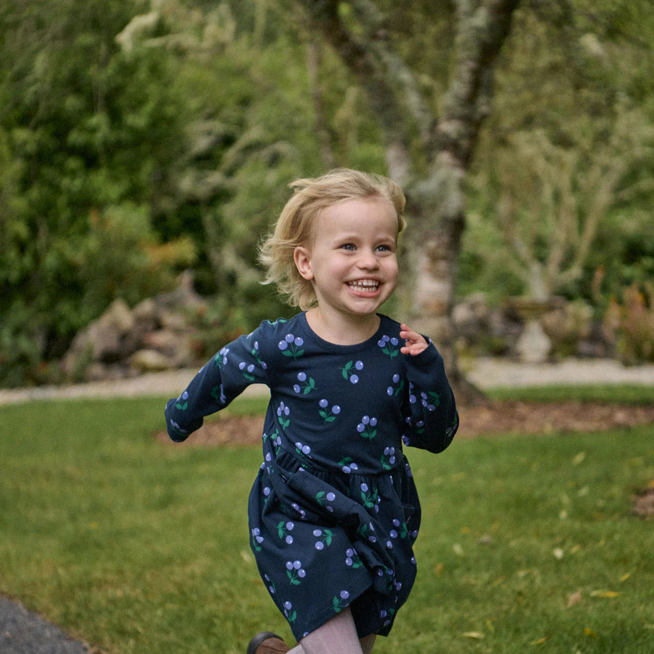Long Sleeve TWIRL DRESS - Winter Berry Navy Print | Nature Baby