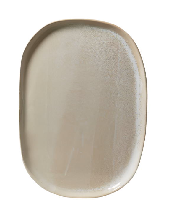 SML HAND PRESSED OVAL TRAY-35X25/LINEN