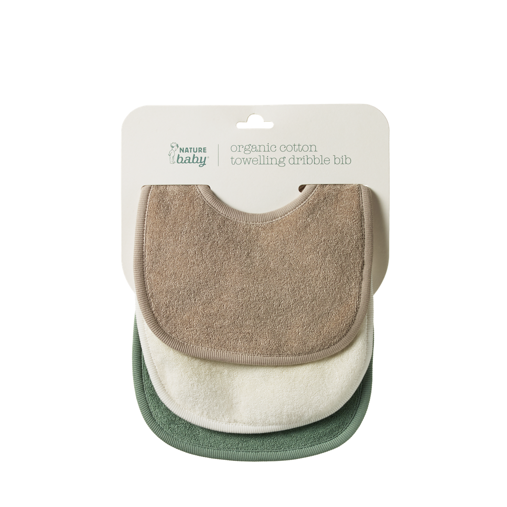 Dribble Bibs 3Pc - Natural/Nougat/Lily Pad - 0-6M | Nature Baby