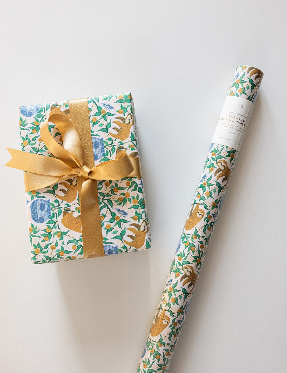 Gift Wrap Roll 3m - Sloth | Bespoke Letterpress