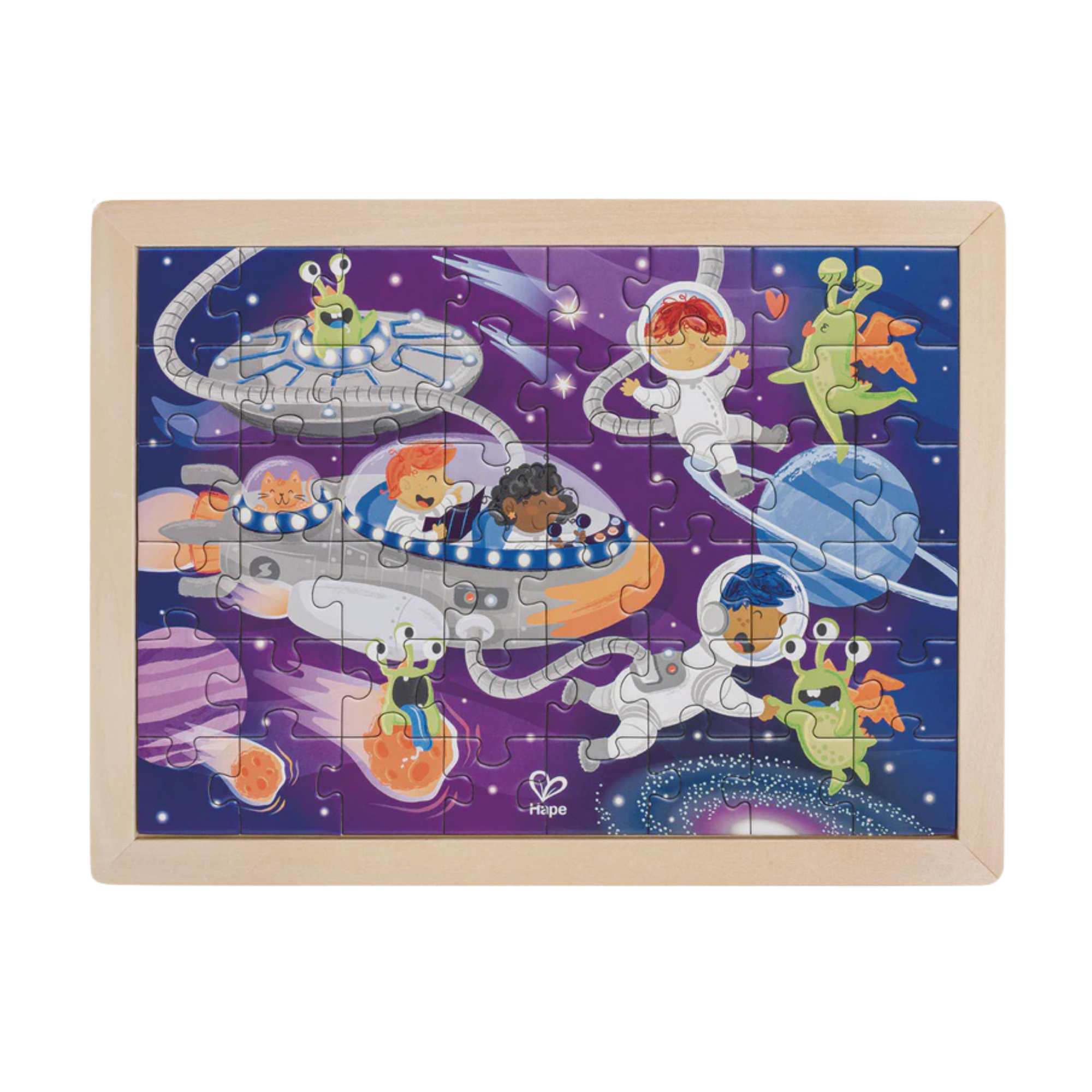Hape Double Sided Colour Puzzle 24pc Space Friends