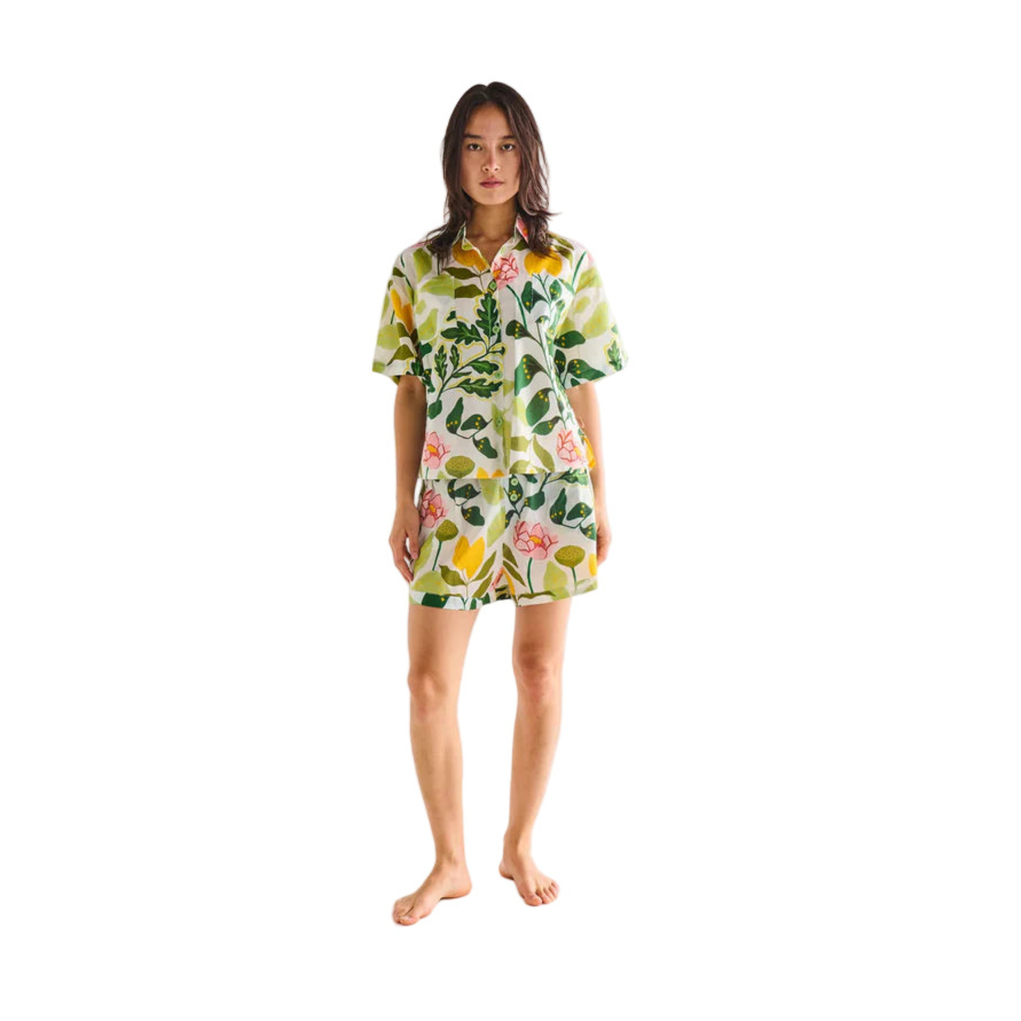 Wander Adult Organic Cotton Short Sleeve Shirt & Short Pyjama Set | Kip & Co