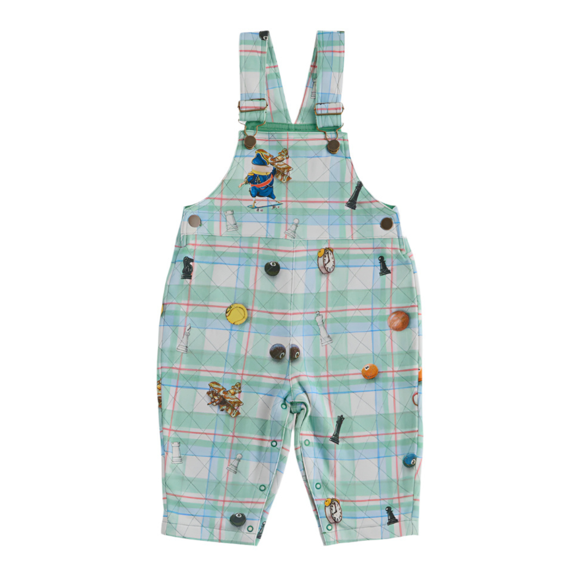 Kip&Co x Eleventh Hour Snookered Tartan Organic Cotton Quilted Fleece Overalls