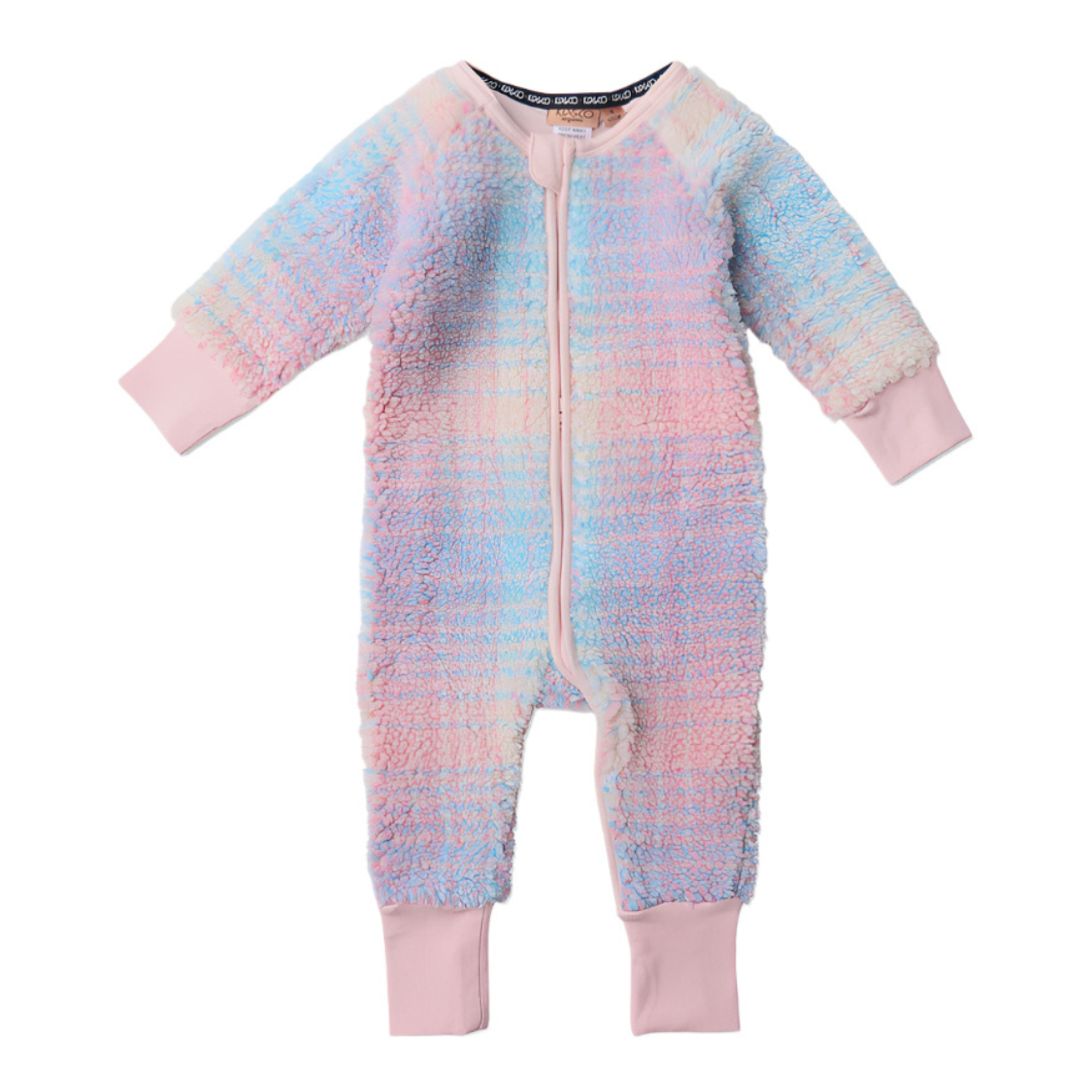 Pastel Dreams Tartan Sherpa Long Sleeve Zip Romper | Kip & Co