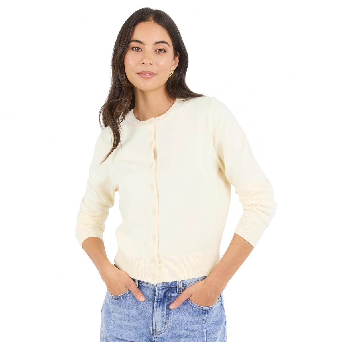 Autograph Butter Soft Fine Gauge Crewneck Cardigan | Stories Be Told