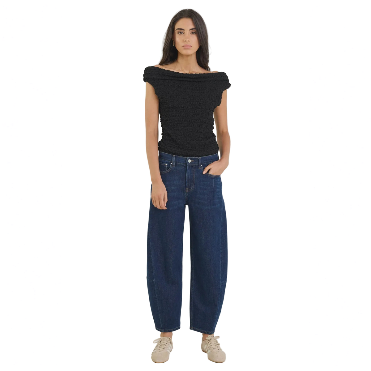 Graduate Dark Blue Stretch Barrel Jeans | Among The Brave