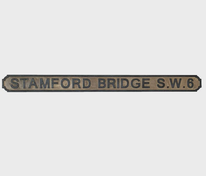 Stamford Bridge Wooden Road Sign | Blue Goose Imports