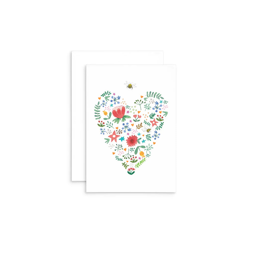 Flowers in a Heart Shape - Bee Mini Card | Affirmations