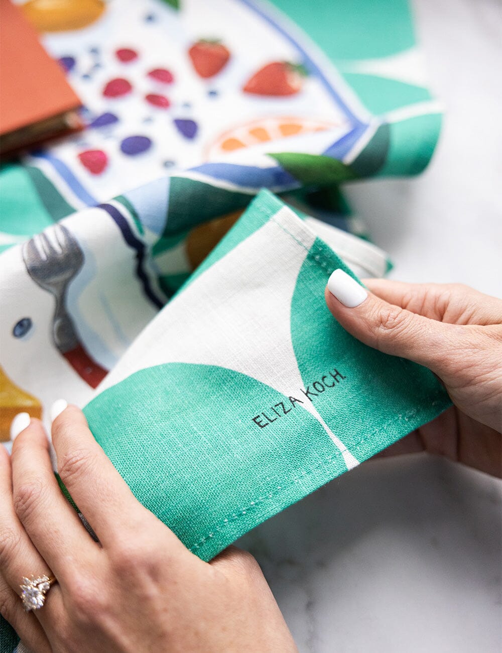 Lemon Tart & Berries 100% Linen Tea Towel | Bespoke Letterpress
