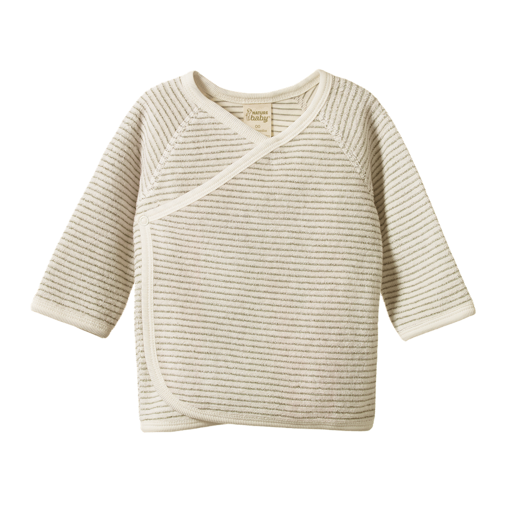 KIMONO JACKET TERRY - Nettle Pinstripe | Nature Baby